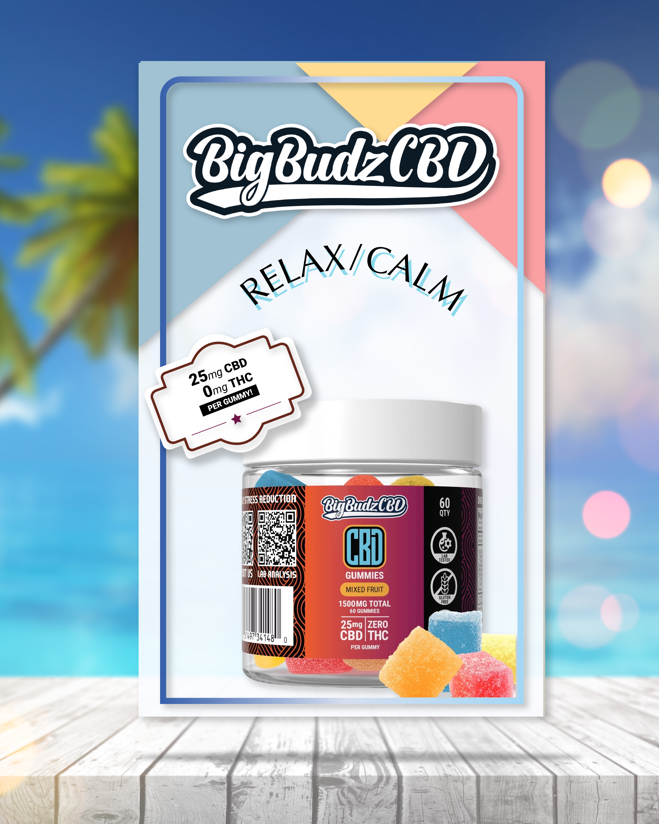 60 Broad Spectrum CBD Gummies $6 off